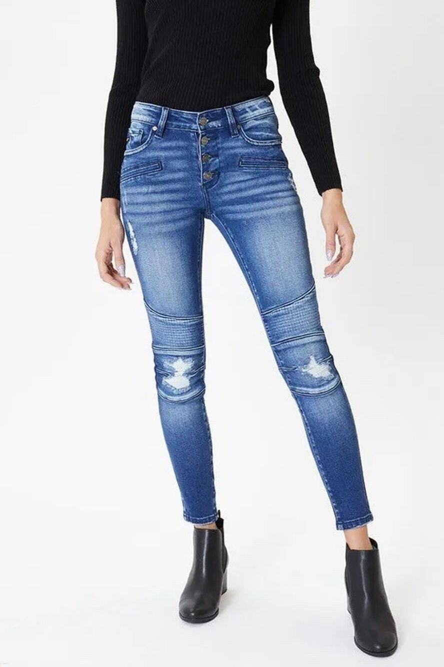KANCAN Moto Skinny Mid-Rise Ankle Stretch Jeans Size 11 Waist 29